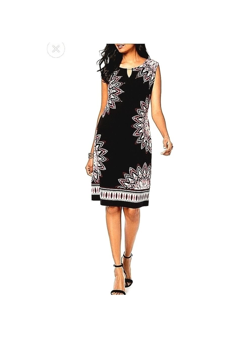 JM COLLECTION SIZE S SMALL PRINTED SPRING SUMMER VACATION DRESS MIDI